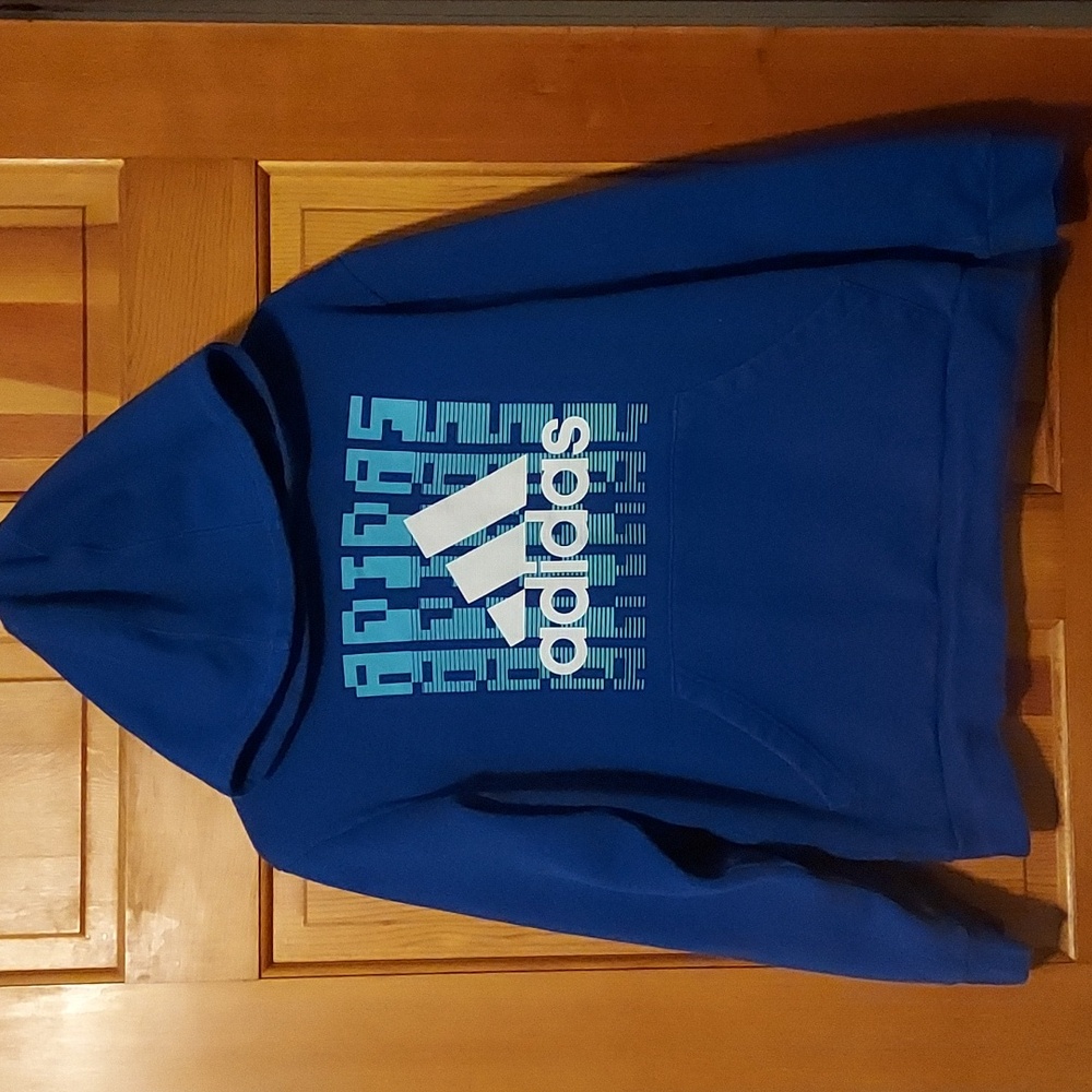 Adidas Royal Blue Hoodie with Graphic Logo SIZE 14/16